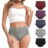 FEIDINI Women's Cotton Underwear High Waisted Briefs Stretch Full Coverage Panties