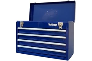 Workington Portable Metal Tool Chest with 4 Drawers, 20" 4-Drawer Tool Chest Cabinet with Ball Bearing Drawer Slides, Steel Tool Storage Box Organizer 4004 Blue