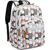 Leaper Cute Cat Printing Laptop Backpack Water-resistant College Backpack Bookbags Travel Bag Casual Bag Satchel Gary