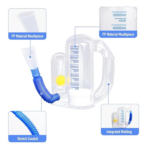 Peak Flow Meter Incentive Spirometer Breathing Exerciser - 5000ml Lung ...