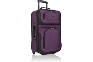 U.S. Traveler Lightweight Rolling 20" Carry On Luggage Softside Suitcase, Purple, 2-Wheel Single