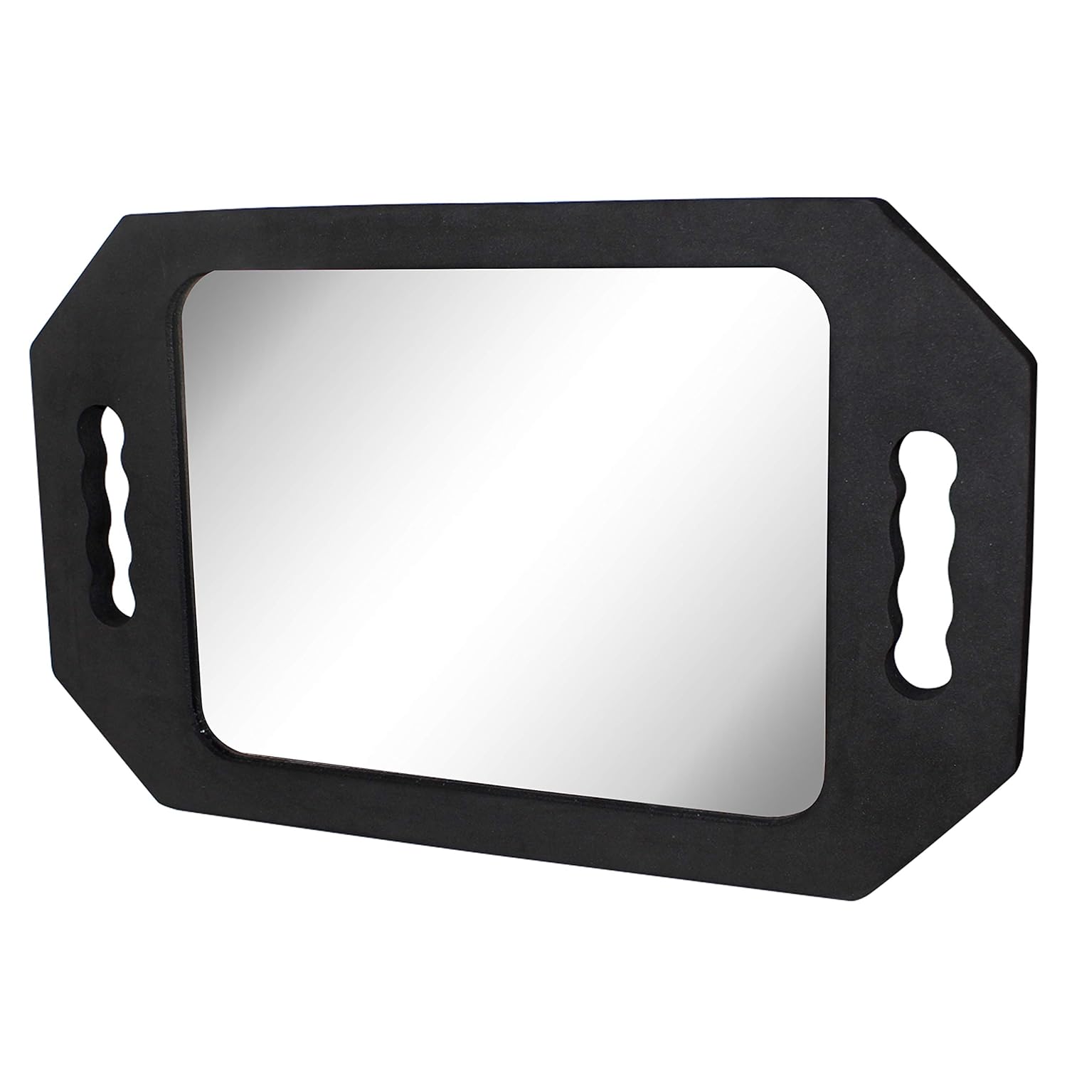 Hairdressing Mirror (39.5x24.5 cm) Black Foam Barber Mirror, Lightweight Double Handle Salon