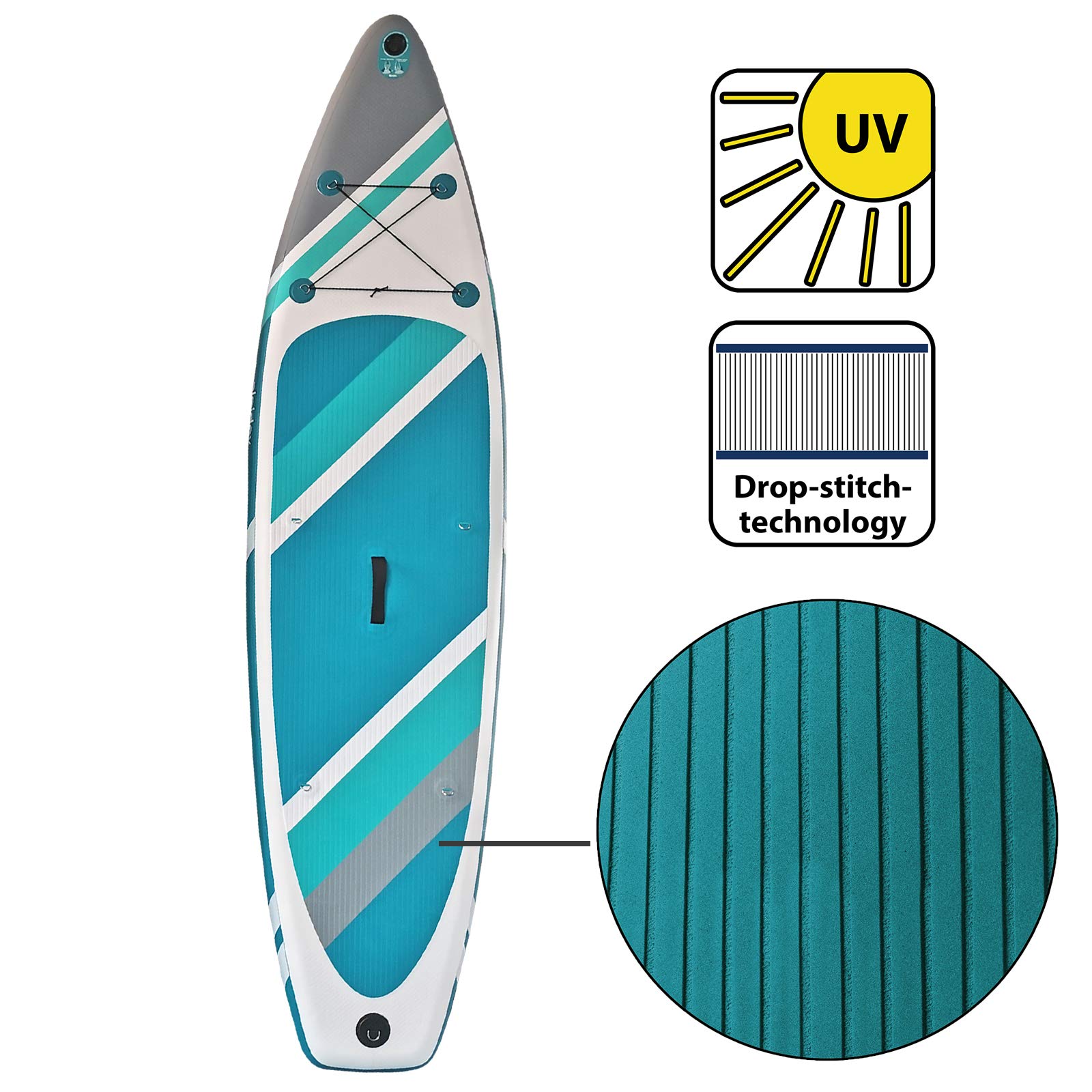 ALPIDEX Stand Up Paddle Set SUP 320 x 76 x 15 cm max. belastbar bis 200 kg Aufblasbar Stabil Leicht Komplett Set Tragetasche Paddel Finnen Luftpumpe Leash Repair Kit, Farbe:Earth 2