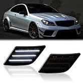 DERMOKA LED Side Marker Lights for 2008-2011 Mer'cedes-Benz Pre-LCI W204 C250 C300 C350 &amp; 2008-2013 C63 AMG &amp; 2005-2007 SL66 AMG, Smoked Len 2PCS (White)