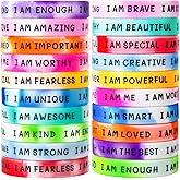 CYCLUSIVE 20 Pieces Students Inspirational Wristbands Rubber Bracelets Fun Motivational Wristbands for Kids Students Back to School Gifts