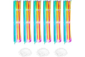 CONEHOY 400 Pcs 22 Inch Glow Necklaces Sticks Bulk with 500 Connectors Glow in the Dark Party Neon Supplies Light up Sticks f