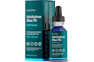 ETTA VITA Methylene Blue Drops - USP Pharmaceutical Grade 99.99% Pure 1% Solution for Energy, Focus, Clarity, Cognition & Cellular Support - 3rd Party Tested, Formaldehyde-Free, Made in USA, 2oz Tincture