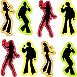 12 Pieces Retro 70s Silhouettes Dance Silhouettes Cutouts Disco Silhouette 80's Vintage Party Supplies Wall Stickers for 70s 