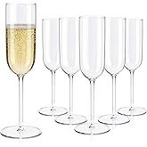 LEYIQU Plastic Champagne Flutes Set, 6oz Unbreakable Champagne Glasses Bulk, Shatterproof Reusable Mimosa Prosecco Sparkling Wine Cups for Wedding Valentine's Day Party (Clear, 24pcs)