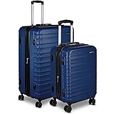Amazon Basics 2-Piece Hardside Luggage Set (21", 30"), Expandable, Scratch-Resistant Finish, Telescoping Handle, Four Multi-directional Wheels, Navy Blue