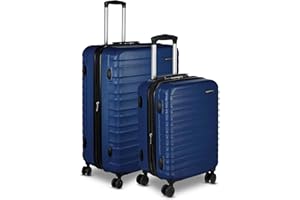 Amazon Basics 2-Piece Set (21", 30"), Hardshell Suitcases With Wheels, Expandable For Up to 25% More Space, With Scratch-Resistant Surface, Four Multi-directional Wheels, Navy Blue