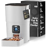 Smart Automatic Cat Feeder - 6-L Reliable Automatic Cat Food Dispenser with Display LCD Screen for Easy Set Up - (White)