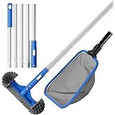 Sepetrel Deluxe Swimming Pool Cleaning Kit Including Half-Deep Fine Mesh Pool Leaf Skimmer Net,12" Round Pool Brush Head & 70.5" Pole, for Above Ground Pools,Ponds,Spas,Hot Tubs