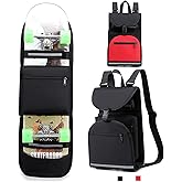BRAVORD Foldable Skateboard Backpack Bag Carrier with Adjustable Shoulder Straps for Double Kick Longboard Electric Skateboard, Unisex