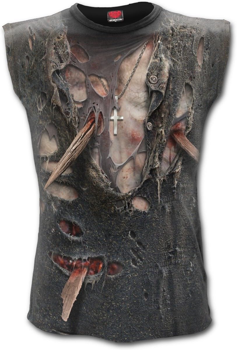 Spiral - Zombie WRAP - Allover Printed Sleeveless T-Shirt Top, Black