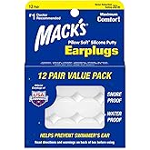 Mack's Pillow Soft Silicone Earplugs - 12 Pair, The Original Moldable Silicone Putty Ear Plugs for Sleeping, Snoring, Swimmin