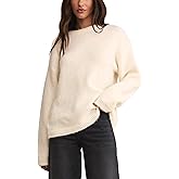 Antnation Womens Soft Fuzzy Knit Sweater Oversized Cozy Pullover Jumper Long Sleeve Casual Crewneck Sweater