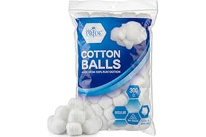 MED PRIDE Cotton Balls, 300 Count, 100% Pure Cotton, Ultra Soft & Highly Absorbent, Non-Sterile Multipurpose Cotton Balls for
