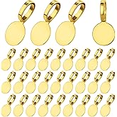 100 pcs Bails for Jewelry Making Gold on Flat Pad Bails Round Pendants Charms Connector Hanger Glue On Pendant Bail for Pendants DIY Craft Jewelry Making Accessories