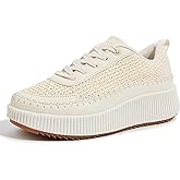 LUCKY STEP Women's Platform Sneakers Rhinestone Fashion Chunky Casual Sparkly Retro Braided Walking Shoes