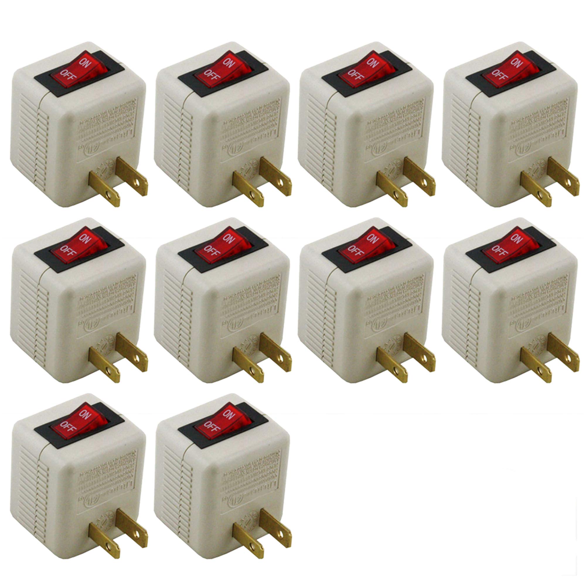 Wideskall® 2 Prong AC Power Wall Plug On / Off Switch Tap Adapter ETL ...