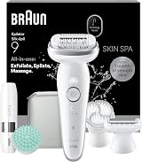 Braun Silk-épil 9 SkinSpa Epilator All-in-One Set 40 Tweezers Wet & Dry
