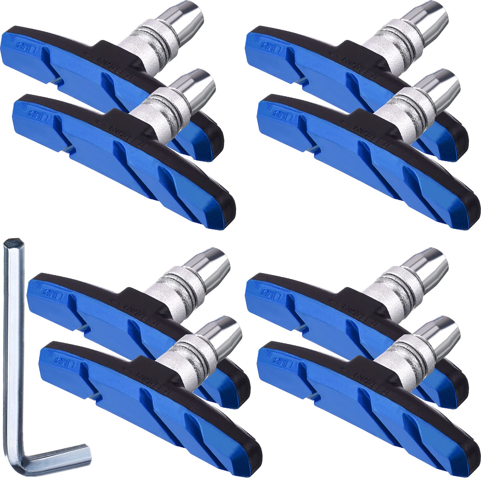 Hotop V Bike Brake Pads with Hex Nuts and Spacers V Bicycle Brake Blocks Set 70 mm (Black and Blue)
