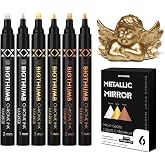 BIGTHUMB 6Pcs Liquid Chrome Paint Markers, Dual Tips Gloss Mirror Marker, Oil-based Permanent Chrome Maker, Reflective Metallic Pen Markers for Repairing, Model Painting DIY Art Projects