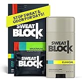 SweatBlock Maximum Clinical Strength Antiperspirant and Deodorant System for Men and Women Hyperhidrosis Aid for Excessive Sweating and Odor 10 DRIBOOST Wipes plus Sandalwood Deodorant Stick 2.7 oz