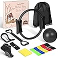 HGKZJSL Pilates Ring Essentials Kit for Women, Home Workout Equipment Set with 9.8” Ball, Resistance Bands, Magic Circle, Accessories, Pilates Set for Beginners, Toning, Fitness Gift Idea