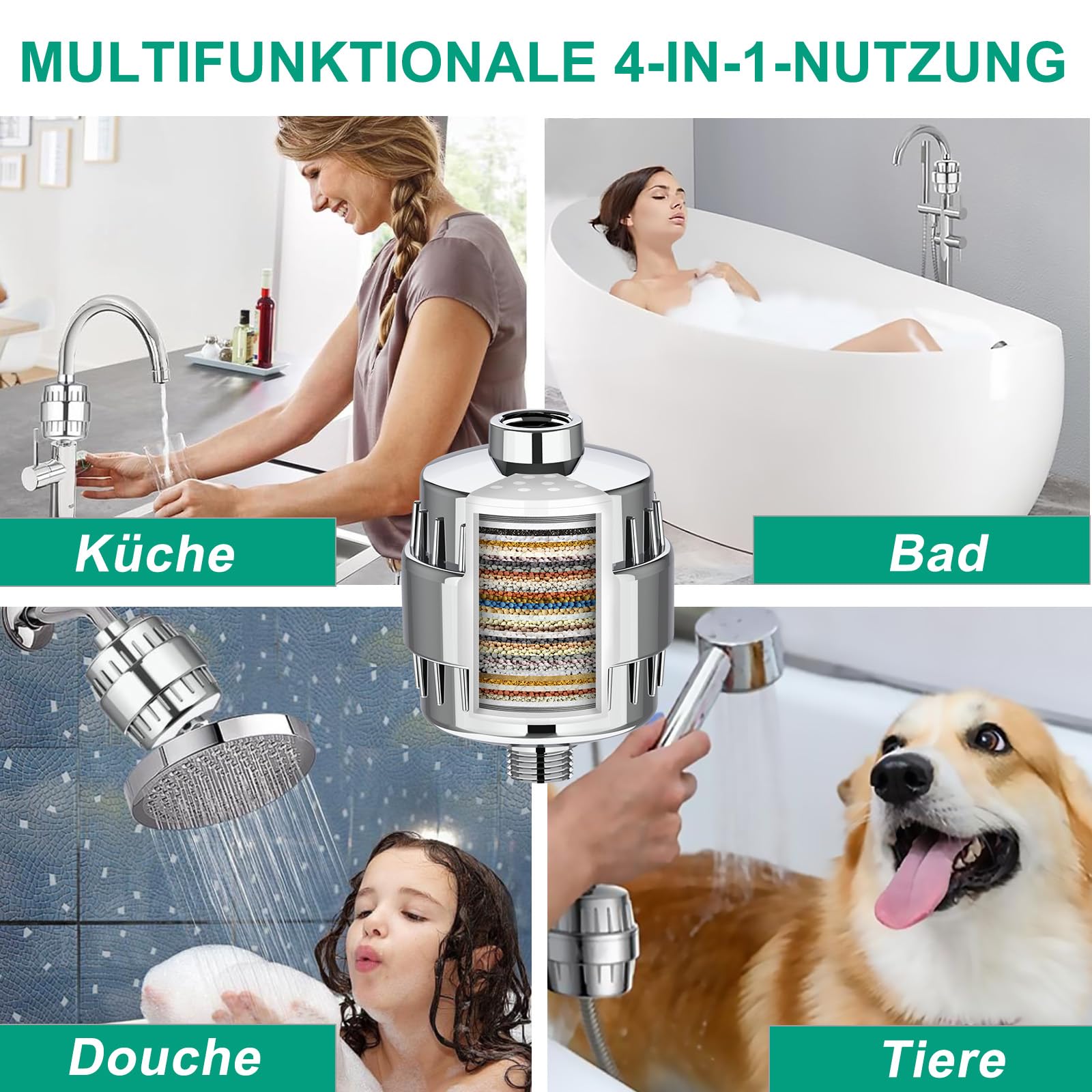 Buenotec 36 Stufen Duschfilter mit Vitamin C E für Hartes Wasser, Duschkopffilter Kalkfilter Dusche mit 2 Filterpatrone zur Entfernung von Chlor und Schwermetallen, verbessert Haut- & Haargesundheit 6