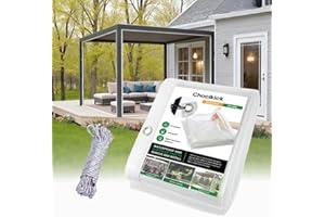 Chocikick Clear Tarp Heavy Duty Waterproof 8 x 8 FT, 20 Mil Clear Tarps with Grommets, Heavy Duty Clear Vinyl Tarp for Patio Pergola Garden Canopy Rainproof Wind-Proof Anti-Tear (8 x 8 FT)