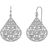 1928 Jewelry Teardrop Vine Filigree Drop Earrings For Women, Fish Hook