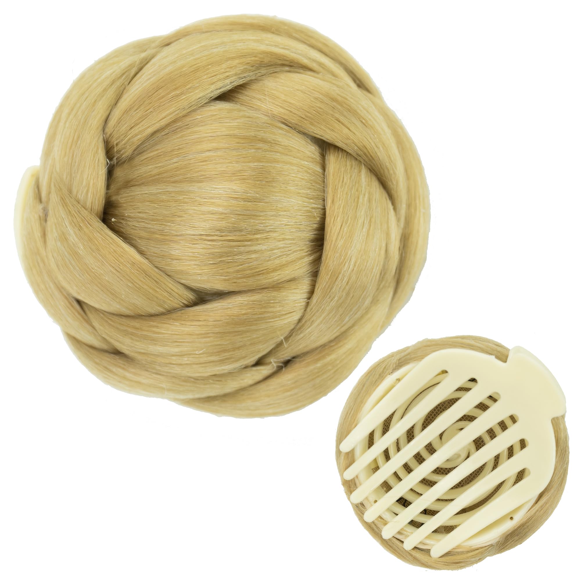 IMISSU Braided Chignon Hair Donut Hairpieces Dancer Scrunchie Claw Hair Bun Updo Wig (Ash Blonde)