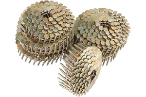 kimllier 7200 Count Coil Siding Nail Full Round Head Wire Collated Coil 15-Degree 1-1/4-Inch x .120-Inch Smooth Shank Electro Galvanized Coil Roofing Nails