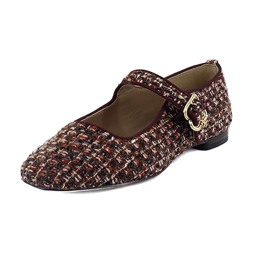 Sam Edelman Women's Michaela Mary Jane Flat Coffee Multi Boucle 11 Medium