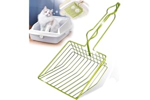DHXYZZB Cat Litter Scoop, Fast Sifting Metal Cat Litter Scooper, Non-Stick Kitty Cat Scooper with Deep Shovel Poop Sifting Long Handle Cat Poop Scooper for Litter Box,Cat Scooper Jumbo Size Kitty Litter Scoop