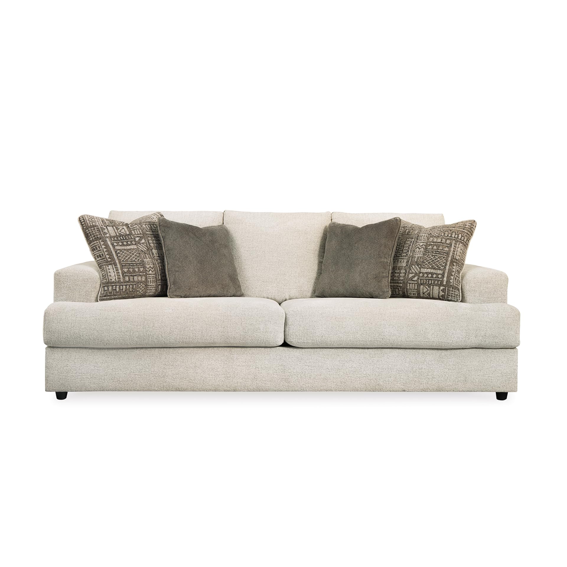 Photo 1 of Signature Design by Ashley Soletren Contemporary Chenille Queen Sofa Sleeper with 4 Accent Pillows, Off-White