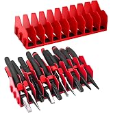HGSKEO 10-Slot Pliers Organizer Rack, 2-Pack (Red) | 20 Slots Total, Heavy Duty, Expandable Design, Non-Slip Base, Tool Holder, Tool Organizer, Drawer Organizer, Tool Storage