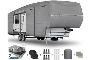 EAST CAPTAIN Fifth Wheel RV Cover 41ft-44ft, Waterproof & Scratch-Resistant 7-Layer Top with Inner Cotton, Anti-UV, Winter & Windproof, 6 Gutter Cover