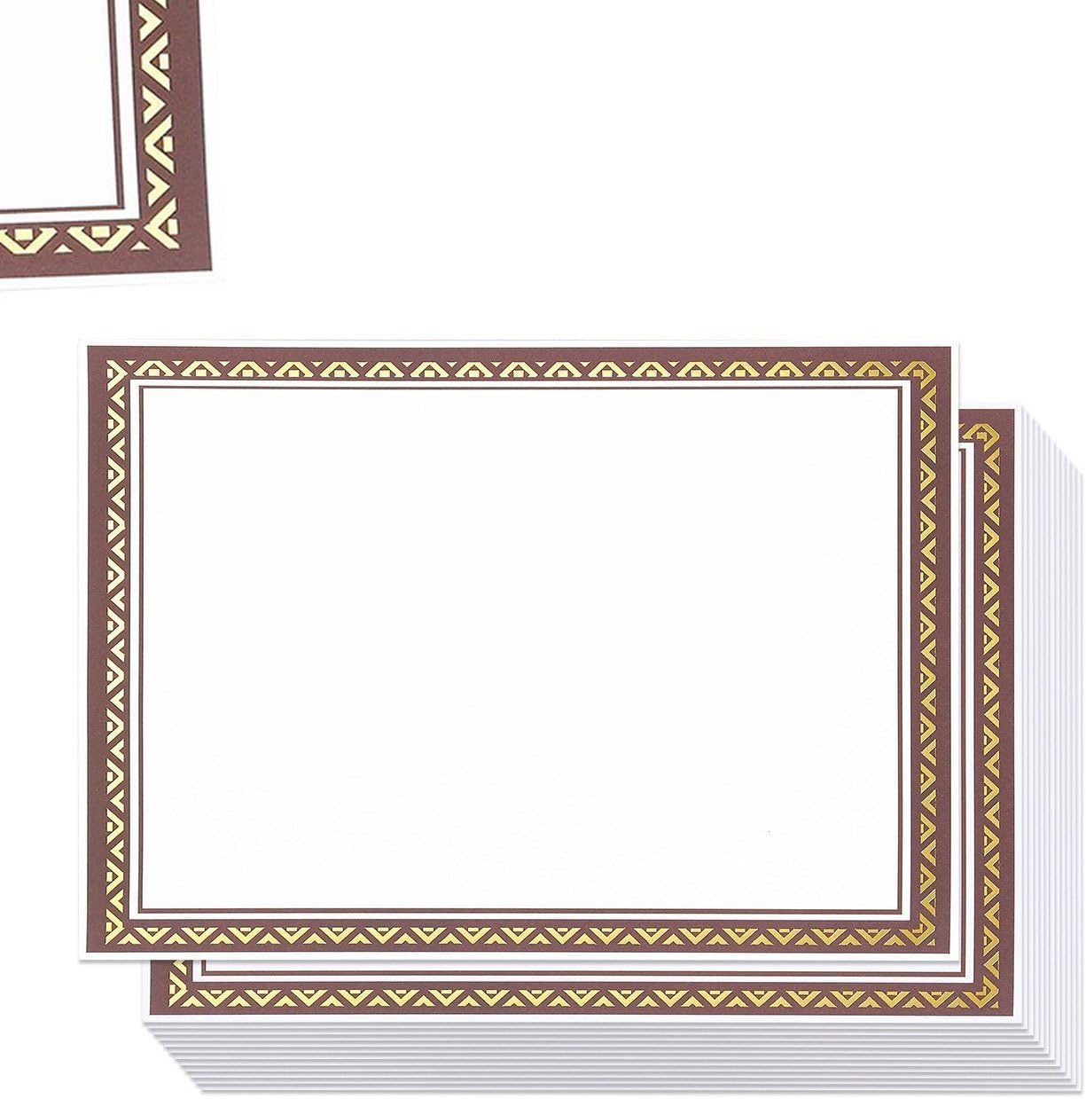 Certificate Paper with Brown Border (White, 8.5 x 11 in, 50-Pack)