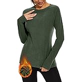 WOWENY Thermal Shirts for Women Base Layer Soft Fleece Lined Long Sleeve Top Thermal Underwear Winter Cold Weather