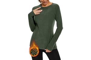 WOWENY Thermal Shirts for Women Base Layer Soft Fleece Lined Long Sleeve Top Thermal Underwear Winter Cold Weather