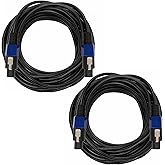 HeyTones Professional 12 Gauge 10 Feet Speakon to Speakon Cables - 12AWG 10ft DJ/PA SpeakON Cords AMP Audio Wires - 2 Pack