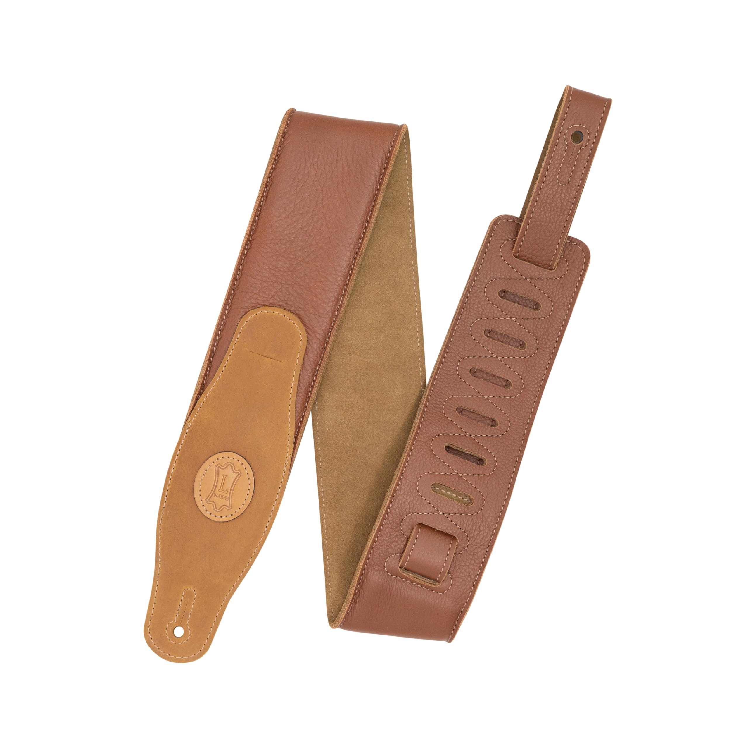 Levy's Musical Instrument 3" Cirro Series Padded Garment Leather Guitar Strap Tan & Sand, One Size