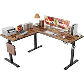 Agilestic L Shaped Standing Desk Adjustable Height, 59 Inch, Rustic Brown | Electric Height Adjustable, Spacious Corner Desktop, Sturdy Steel Frame, Memory Presets, 176 lbs, Splice Board