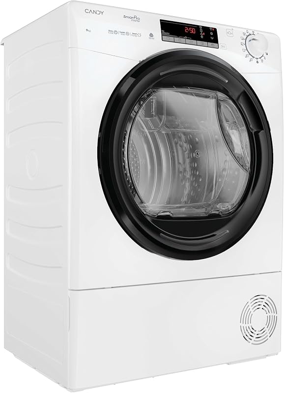 Smart Pro Inverter CRO EH9N4TBE-S, Secadora 9KG, Bomba de Calor, Panel Smart Touch, WiFi, App hOn, 14 Ciclos, 3 Rápidos, Certificado Secado Lana, Snap & Dry, Inicio Diferido 24H, 63DB, Blanco