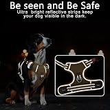 HEELE Dog Harness No Pull Medium Front Back Clips Reflective Handle Brown view 6