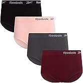 Reebok Womens Briefs Underwear - 4 Pack Soft Stretch Ribbed Knit High Waisted Brief Panties - Seamless Underwear for Women