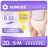 SUNKISS Ultra Thin Incontinence Underwear for Women, High Absorbency & Super Soft Postpartum Diapers, Disposable Adult Pull Ups, Small/Medium, 20 Count
